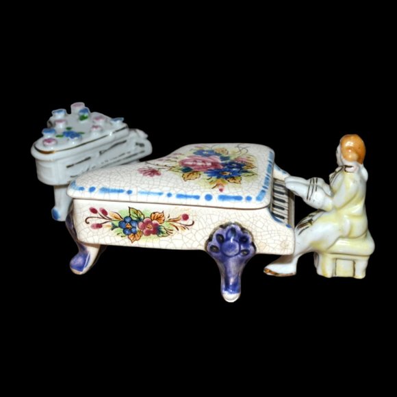 Vintage 3 Piece Piano Set 2 Pianos Piano Player Floral Design Japan - Picture 4 of 14